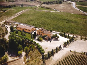 Vista aérea de la Masía Castellroig, en Subirats. Foto: Enoturisme Penedès. 